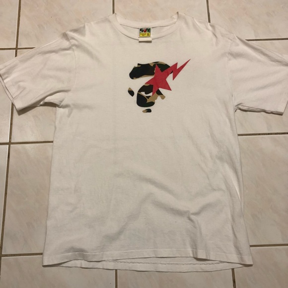 white and red bape shirt